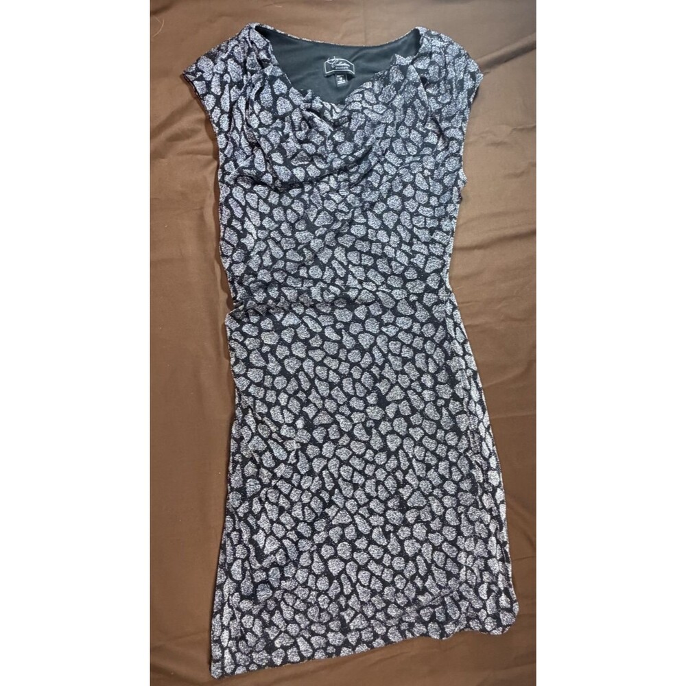Dressbarn Collection Women's Black Silver Shimmer Sparkle Dress Size 10P Petite